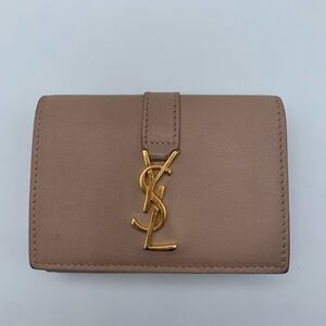 Saint Laurent YSL Beige Trifold Wallet